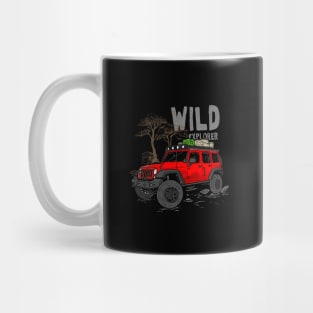 Wild Explorer Jeep - Adventure Red Jeep Wild Explore for Outdoor enthusiasts Mug